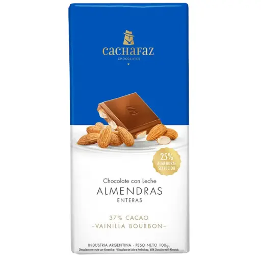 Tableta de chocolate con leche y almendras cachafaz